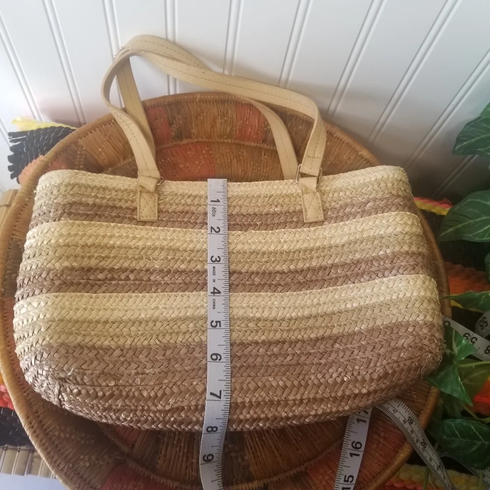 Vintage Striped Straw Handbag